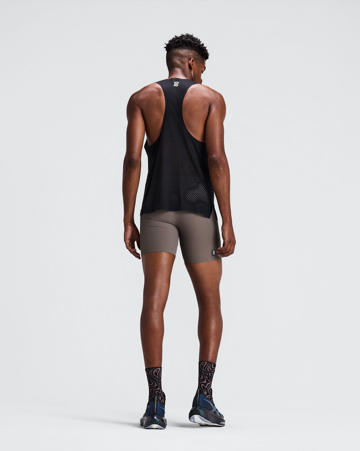 Men's Striped Cadence™ Quarter Tights - Concrete Taupe / Cocoa
