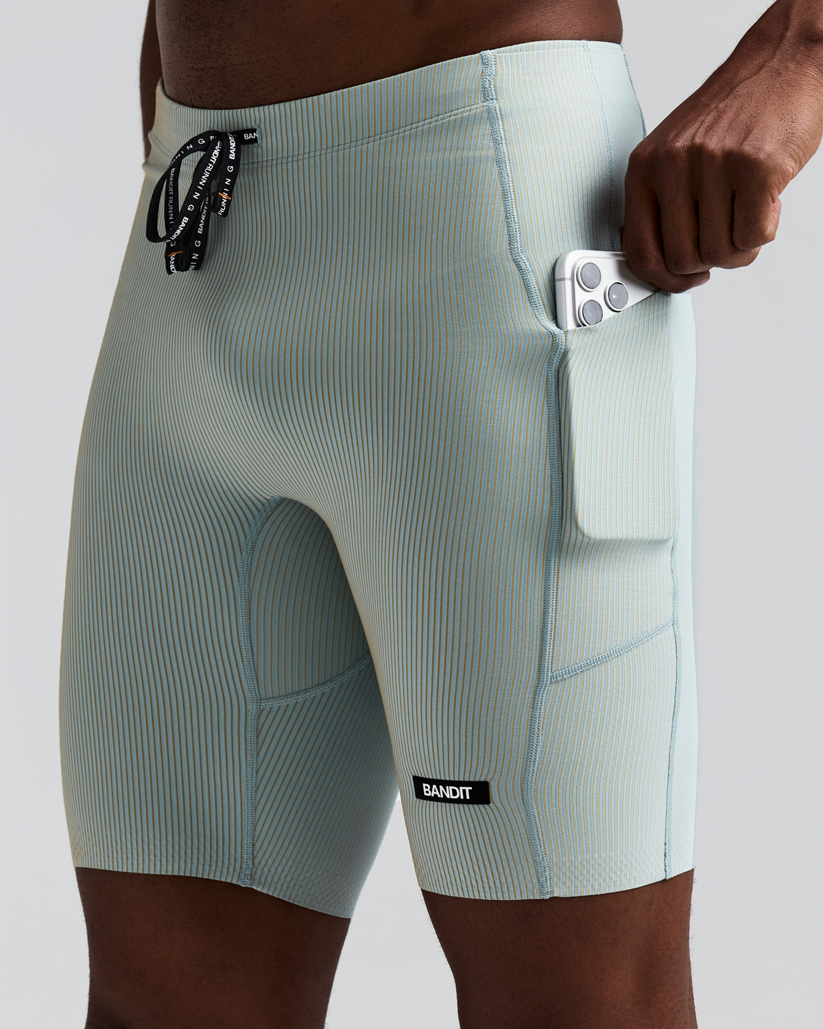 Men's Striped Cadence™ Half Tights - Lagoon / Copal