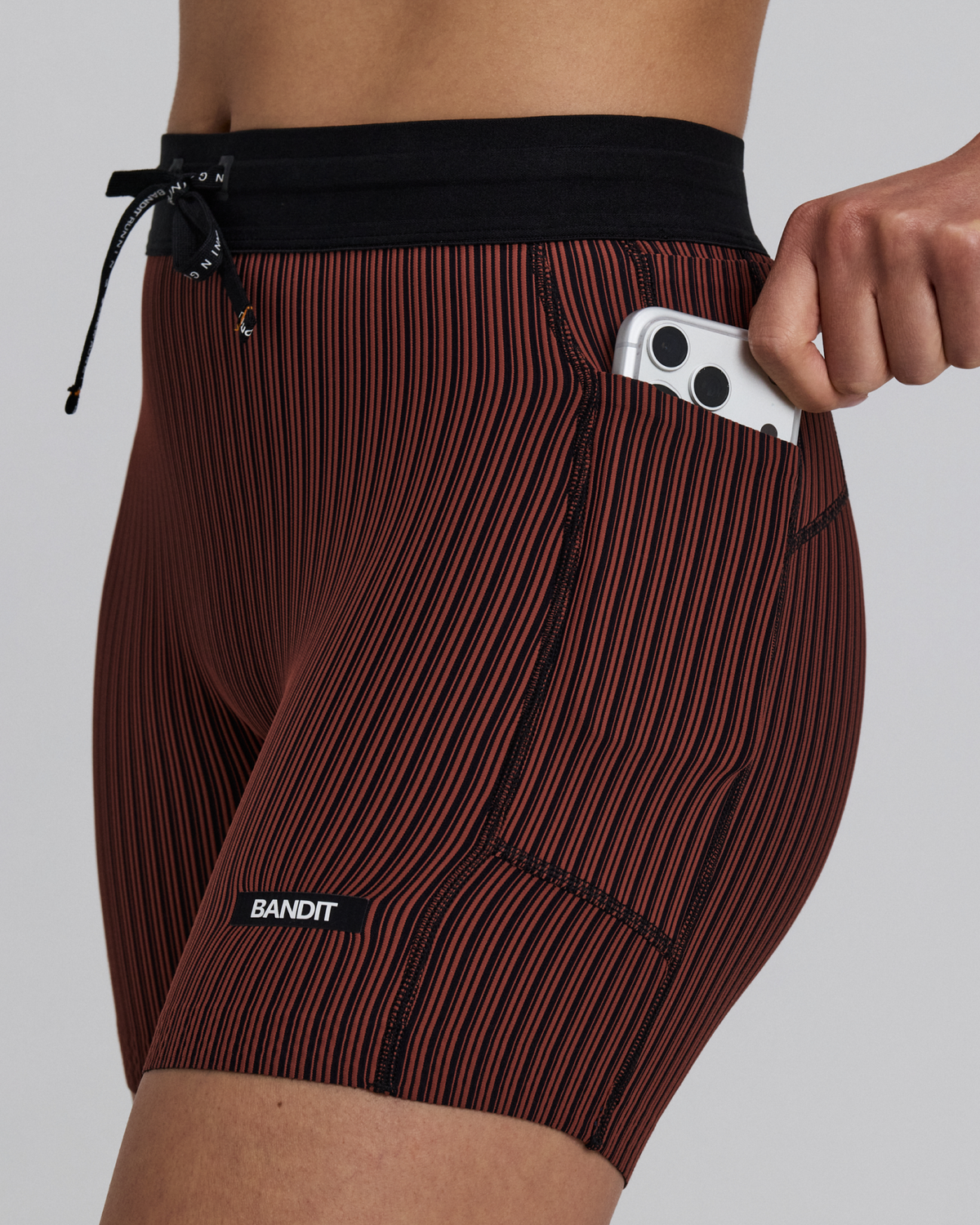 Women's Striped Cadence™ 5" Compression Shorts - Mahogany / Black