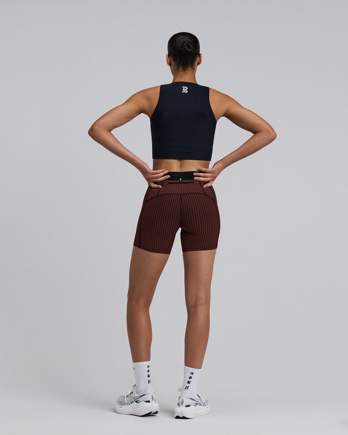 Women's Striped Cadence™ 5" Compression Shorts - Mahogany / Black