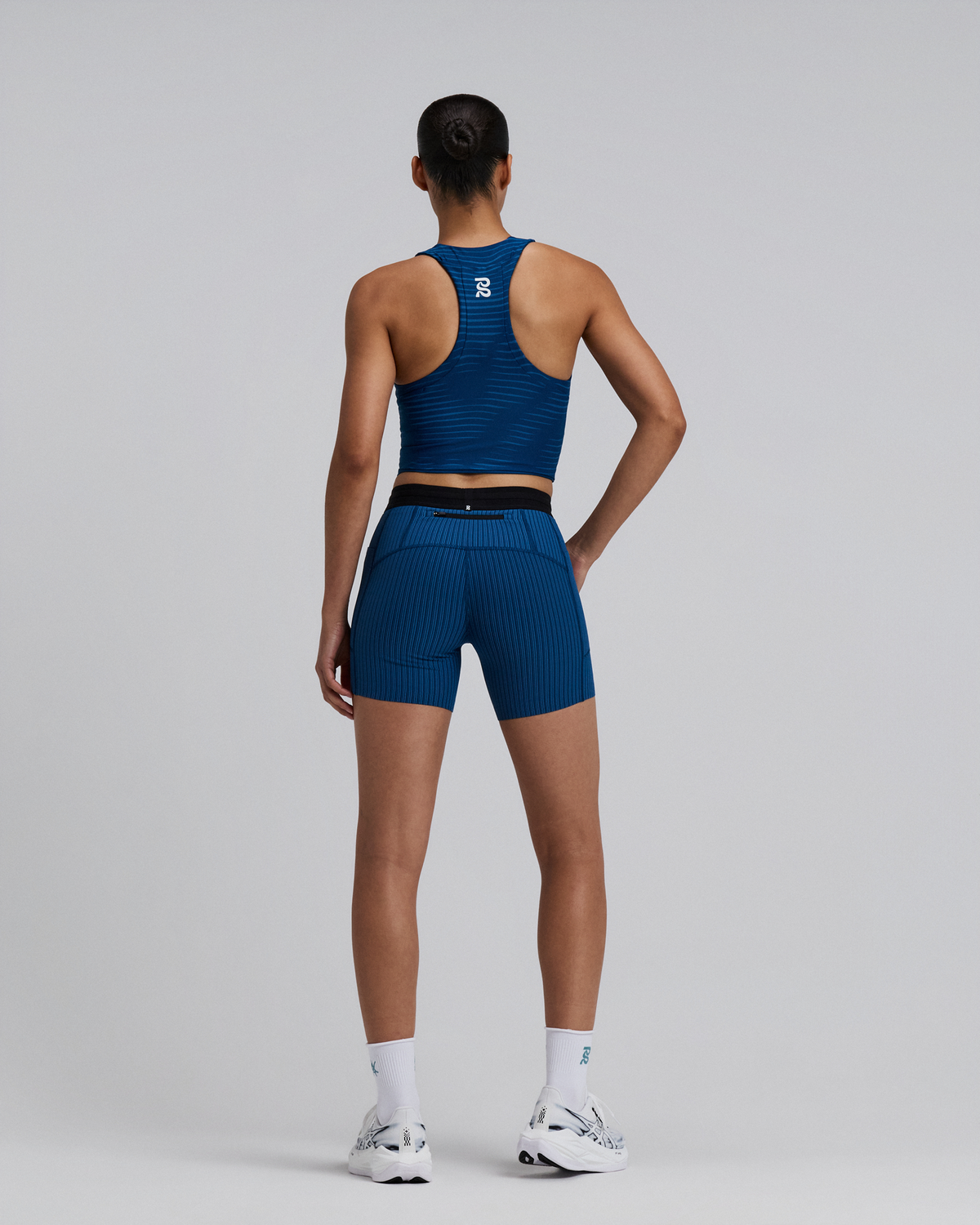 Women's Stamina™ Race Crop - Organic Stripe Ink Blue
