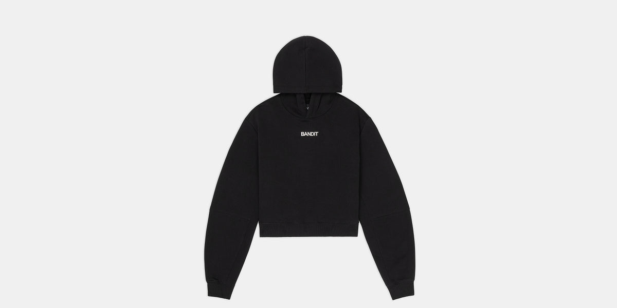 Women's Stitch Logo Cropped Hoodie - Black