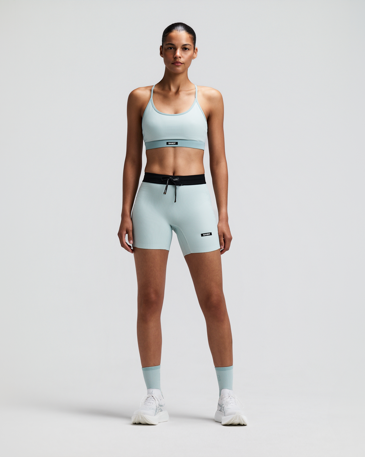 Women's Striped Cadence™ Strappy Run Bra - Mist / Lagoon