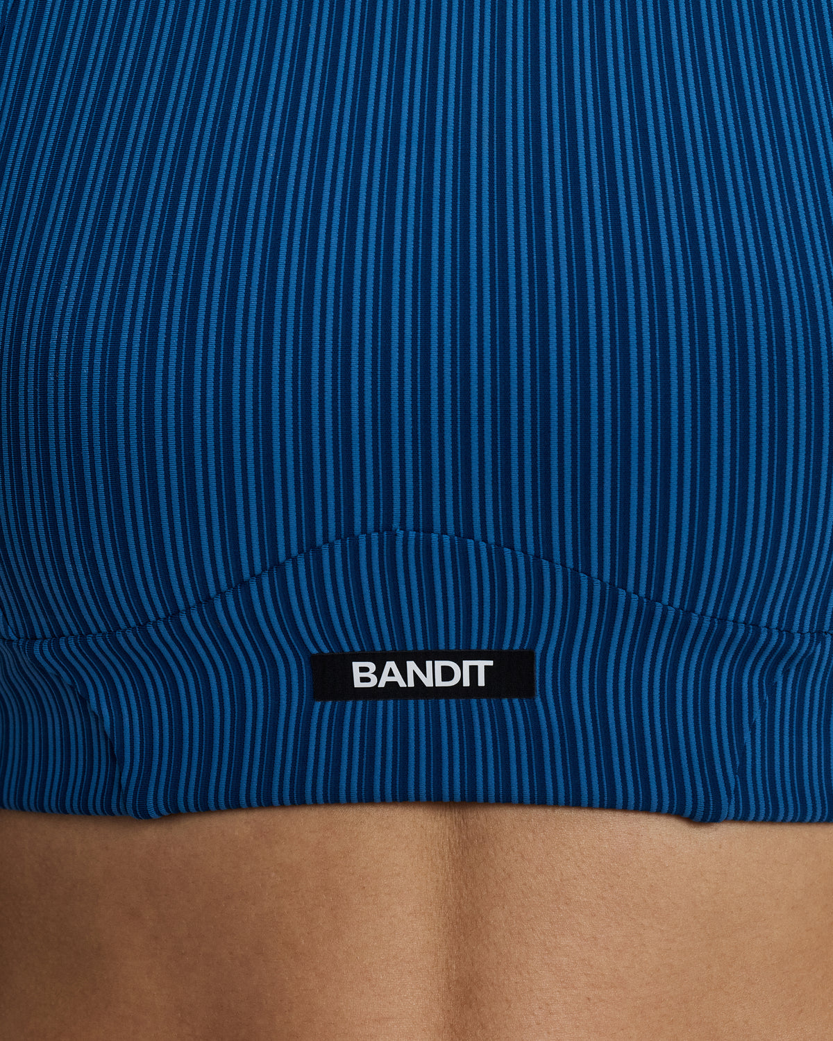 Women's Striped Cadence™ Longline Bra - Ink Blue / Aegean