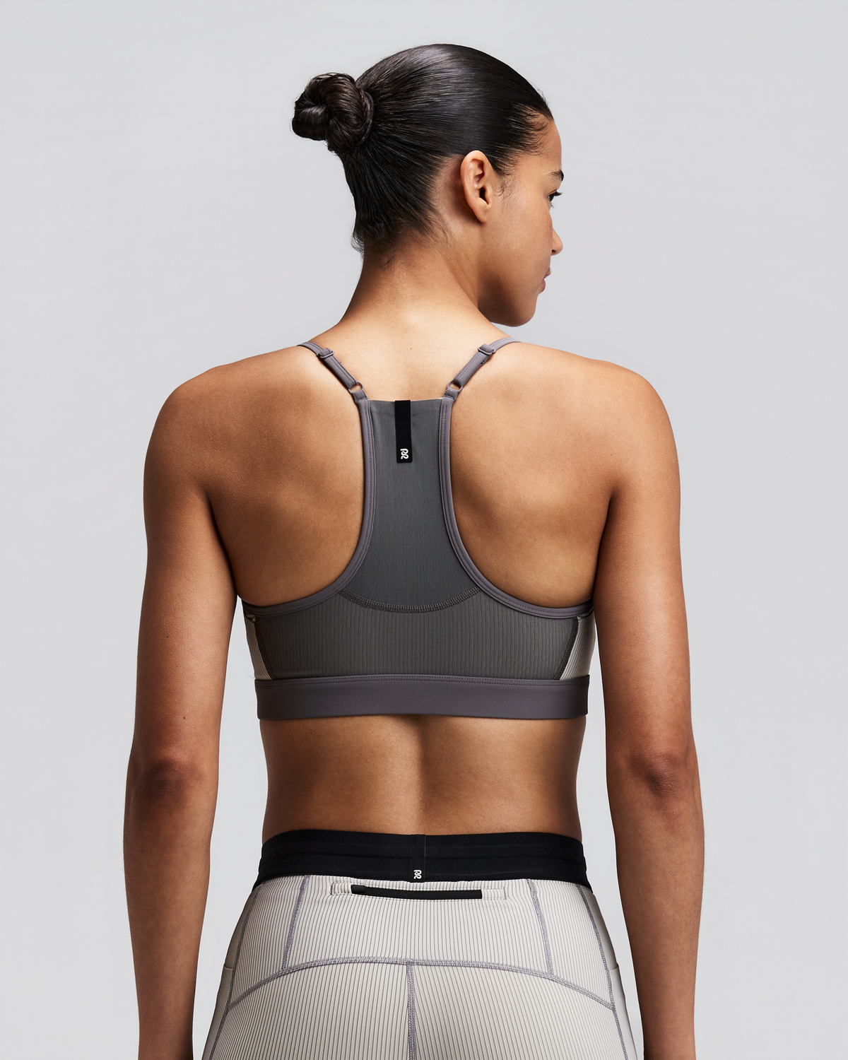 Women's Striped Cadence™ Strappy Run Bra - Plaster / Slate