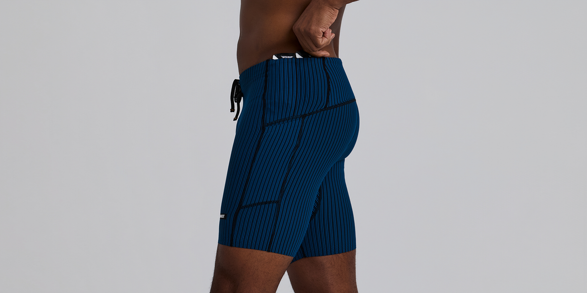 Men's Striped Cadence™ 7 Pocket Lined Quarter Tights - Ink Blue / Black