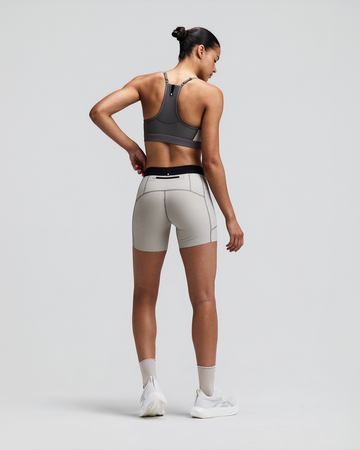 Women's Striped Cadence™ Strappy Run Bra - Plaster / Slate