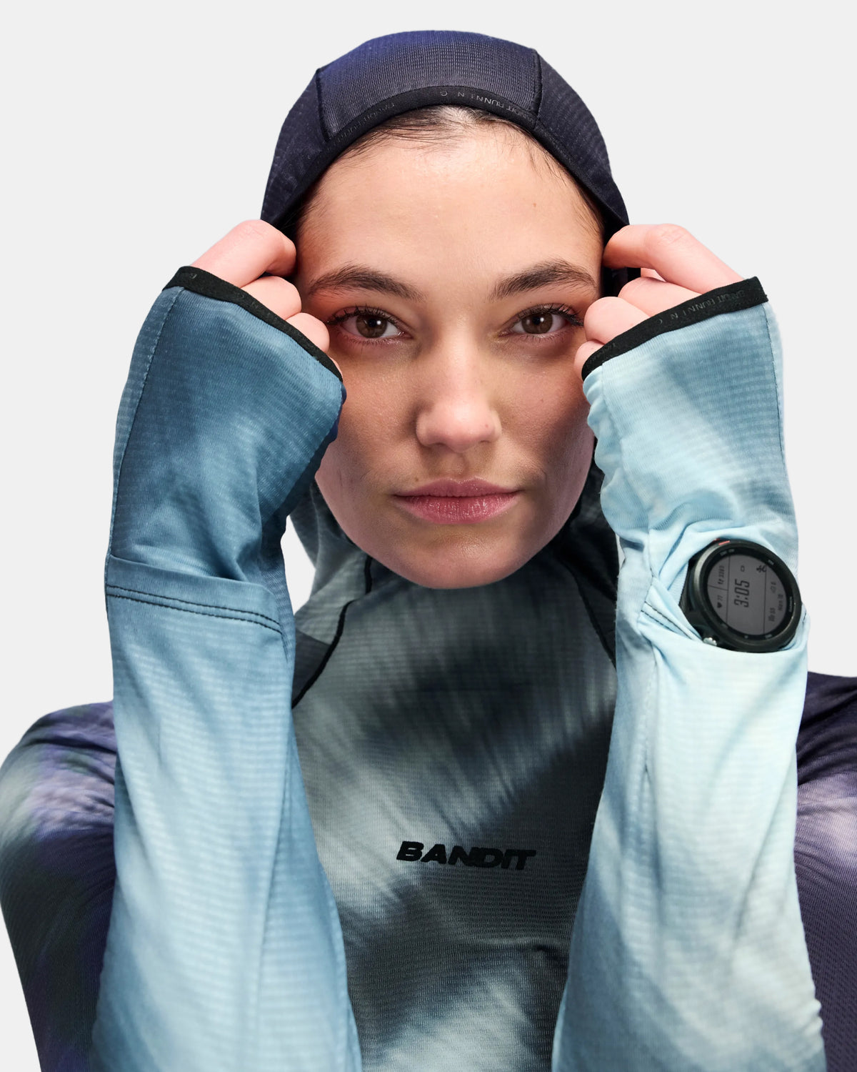 Women's AuraGrid™ Hooded Performance Top - Storm Multi