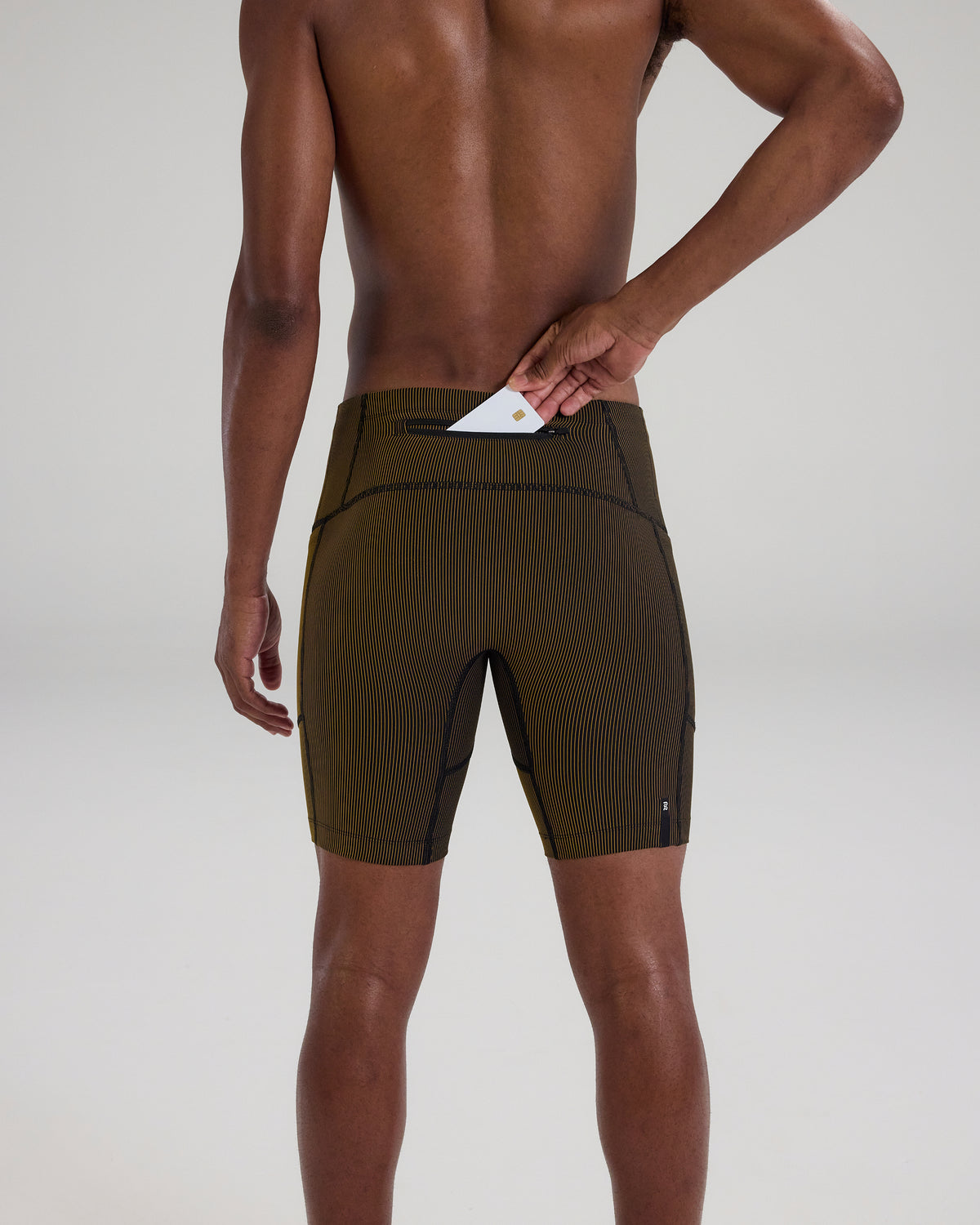 Striped Cadence™ 7 Pocket Half Tights - Black / Dijon