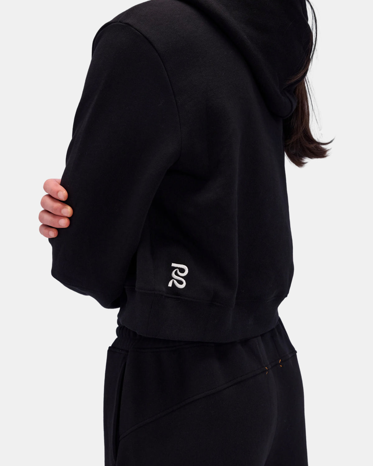 Women's Stitch Logo Cropped Hoodie - Black
