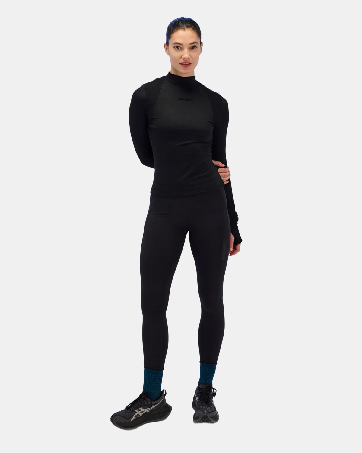 Women's AuraGrid™ Mockneck Performance Top - Black