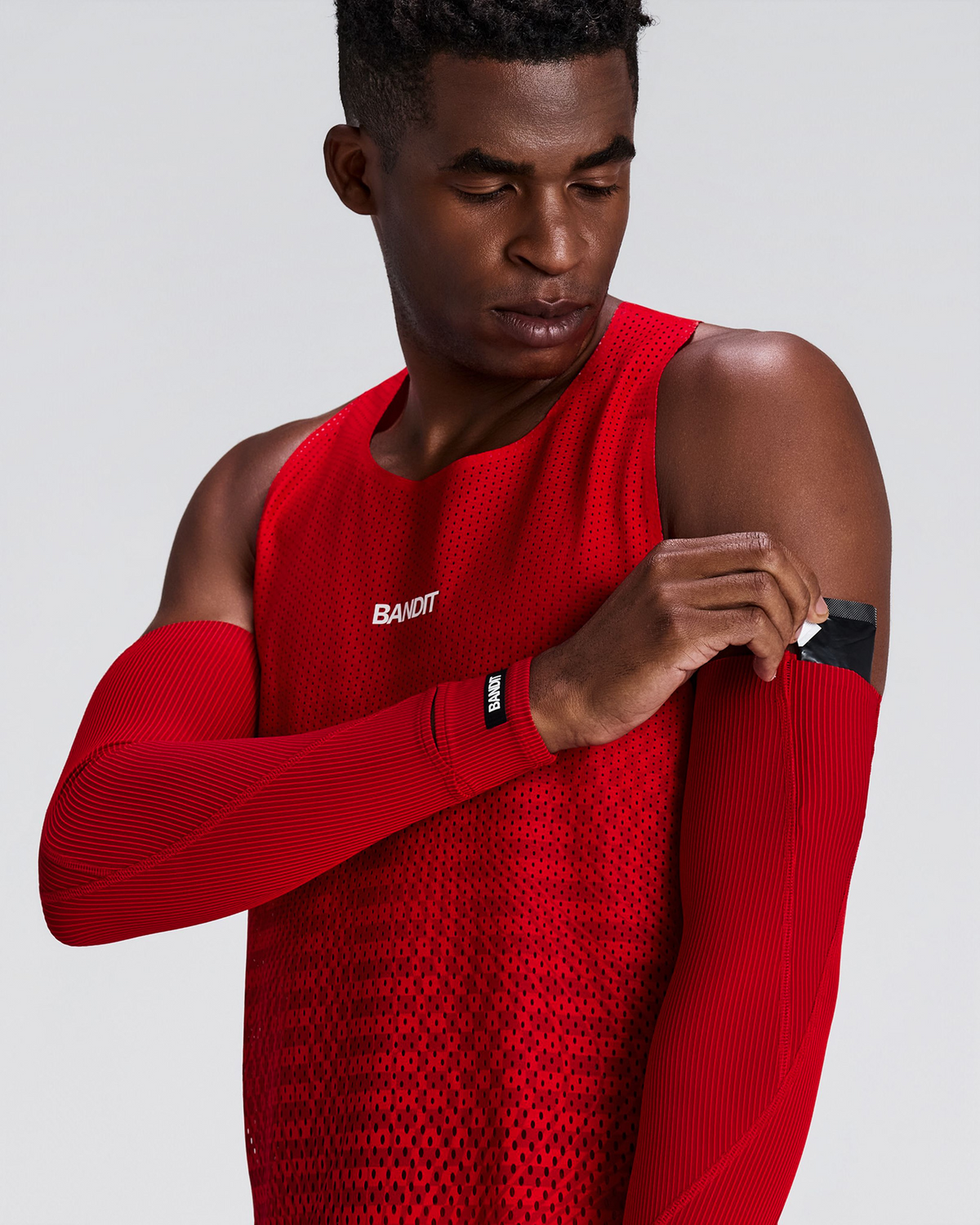 Striped Cadence™ Compression Sleeves - Oxide Red / Signal Red