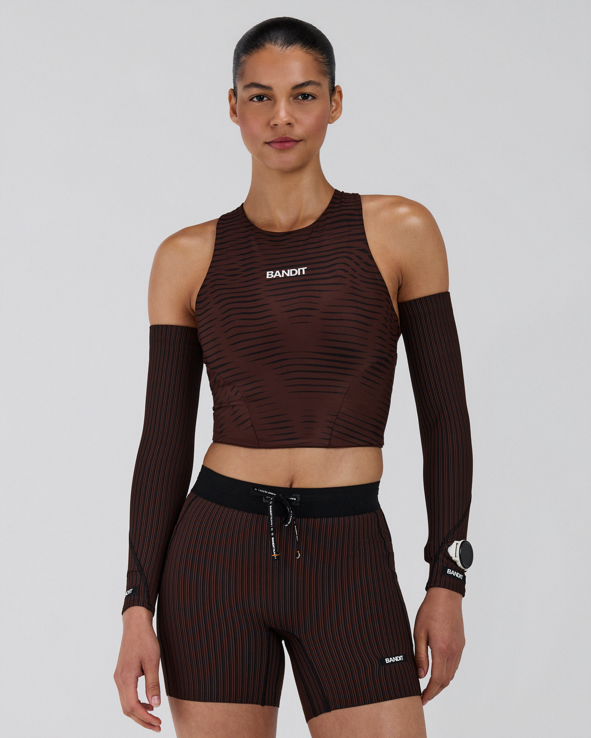 Striped Cadence™ Compression Sleeves - Cacao / Black
