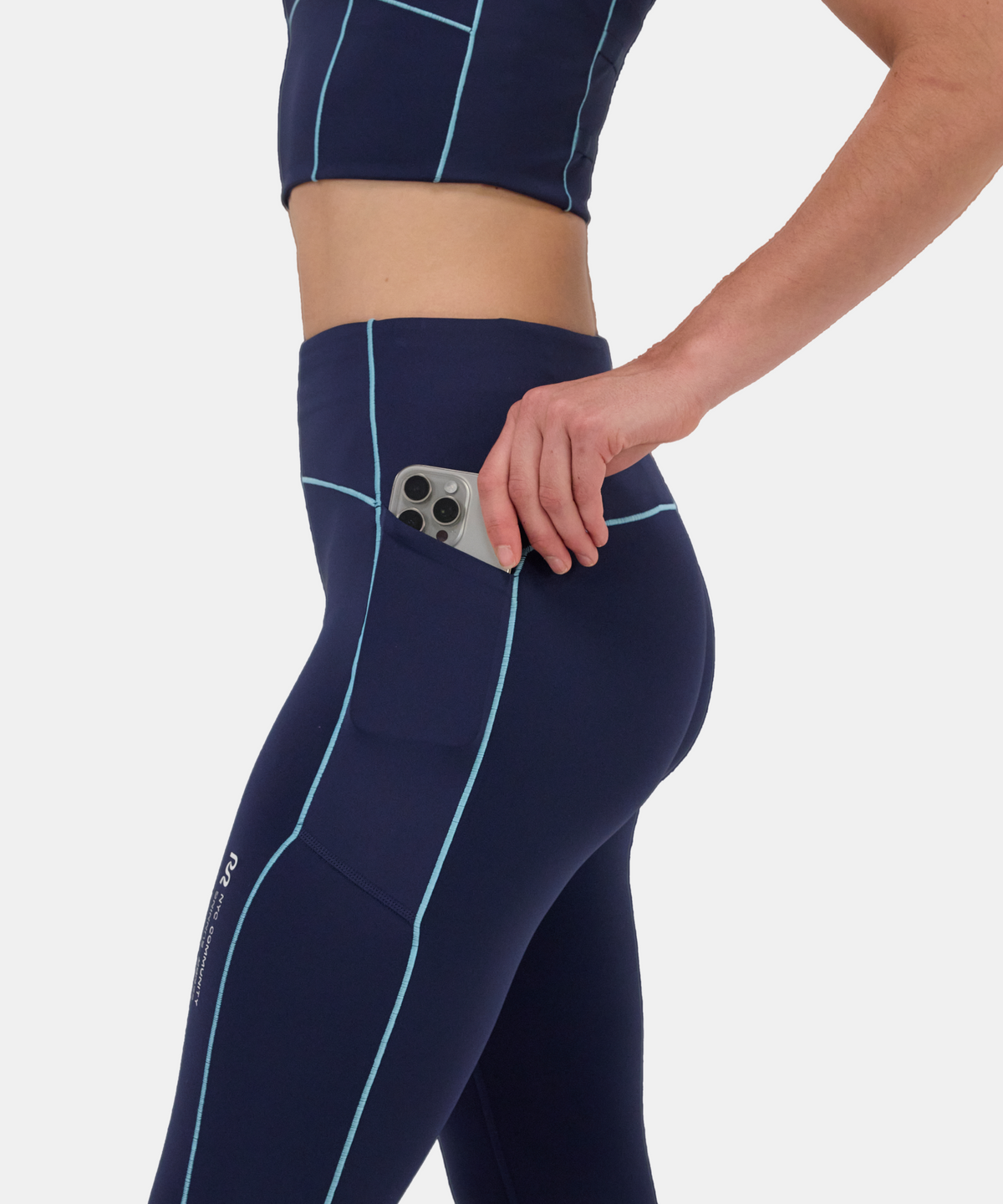 Women's Stamina™ Pop Stitch™ High Waist Leggings - NY Navy / Vintage Blue