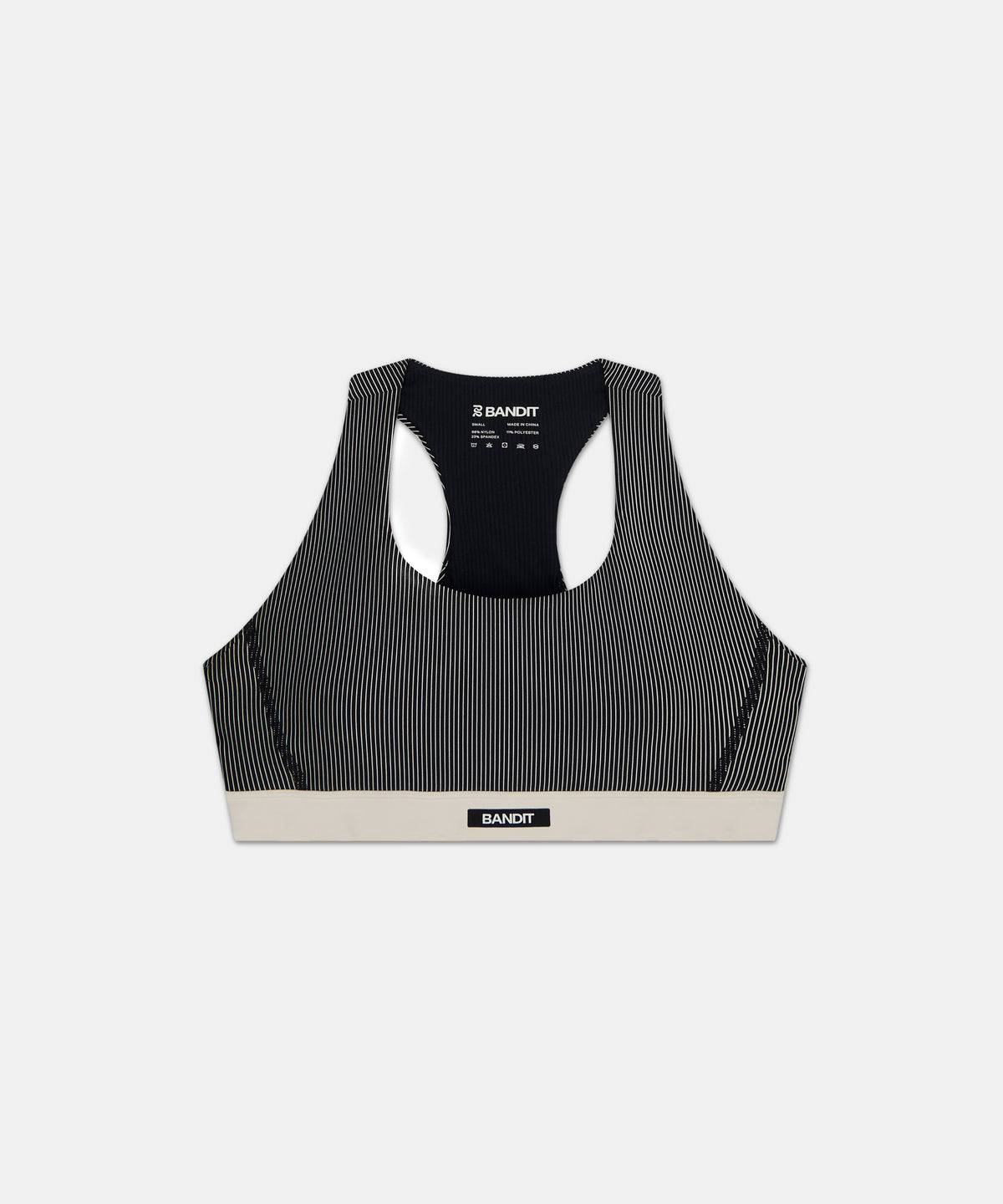 Striped Cadence™ Run Bra - Black with Chalk
