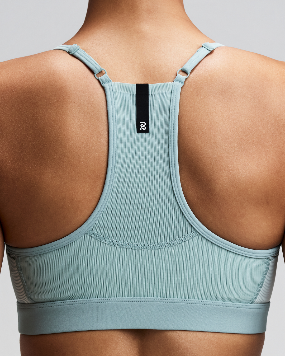 Women's Striped Cadence™ Strappy Run Bra - Mist / Lagoon