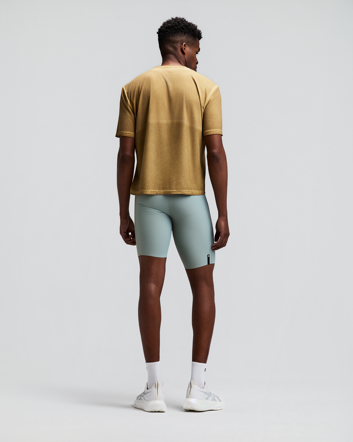 Men's Striped Cadence™ Half Tights - Lagoon / Copal