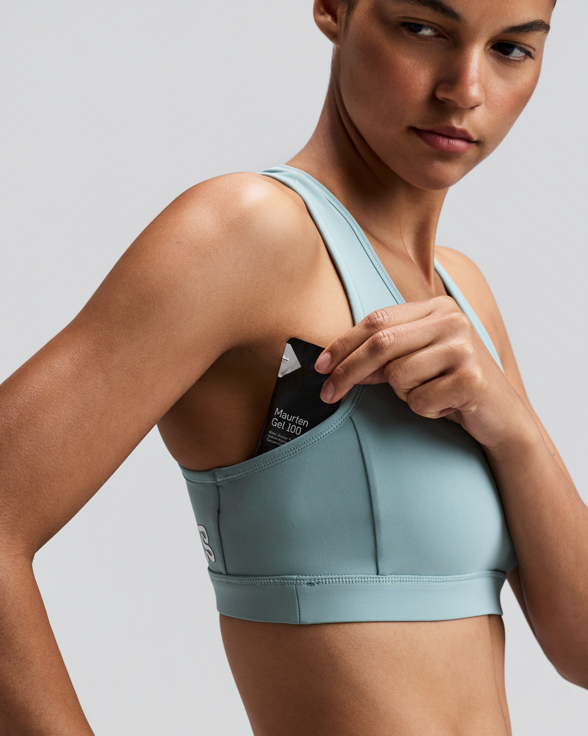 Women's Vanisher™ Reverso™ Scoop Neck Run Bra - Growing Grid - Lagoon / Mist