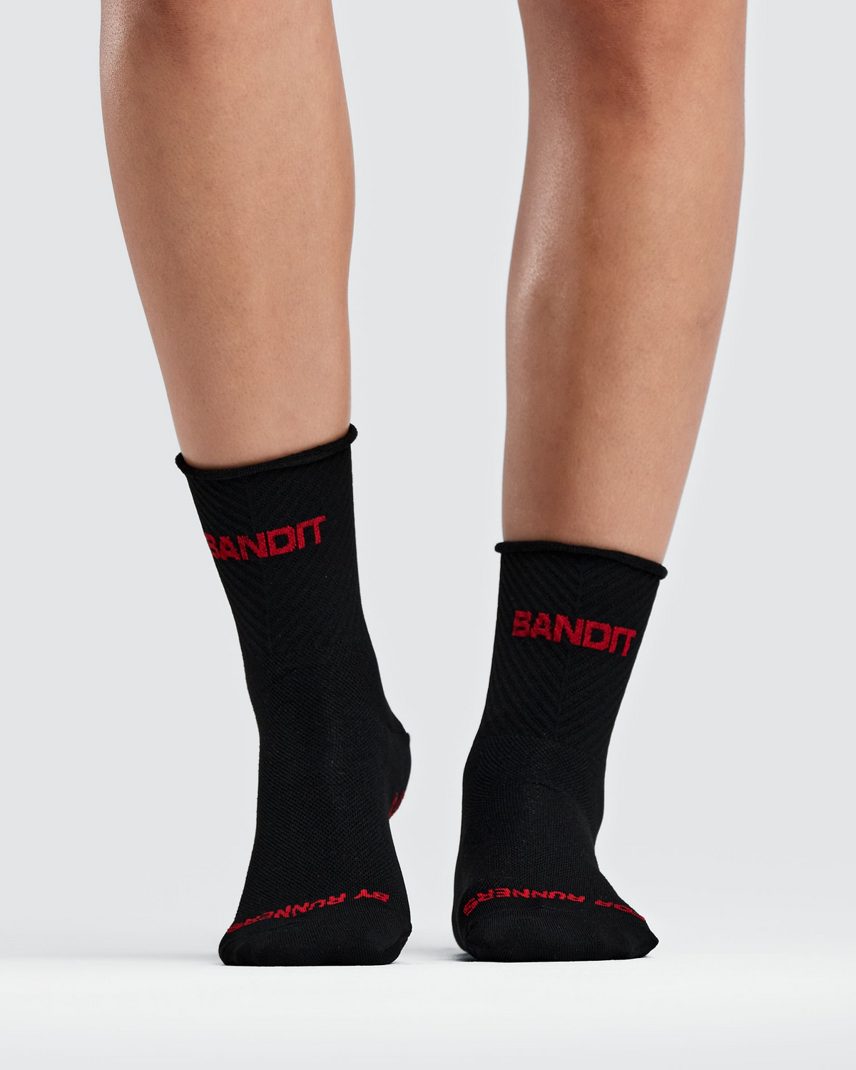 Lite Run™ Ribbed Quarter Sock - Black with Oxide Red (2 Pack)