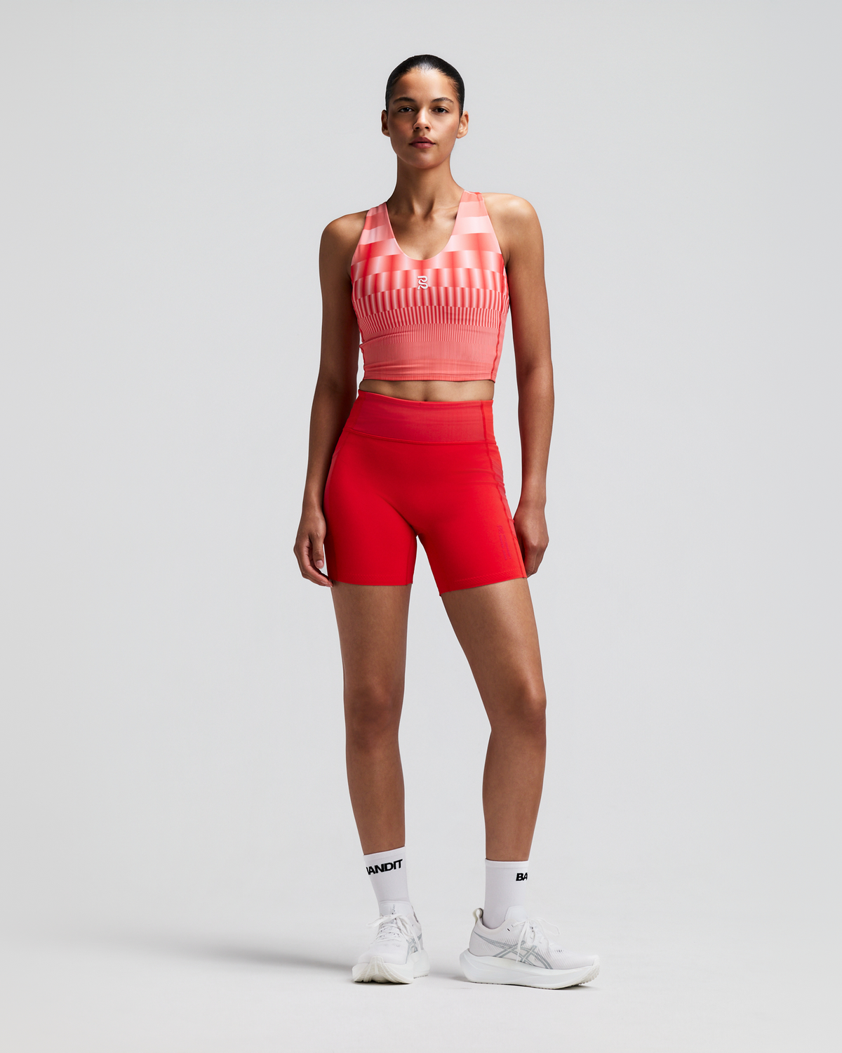 Women's Vanisher™ V-Neck Race Crop - Growing Grid - Poppy