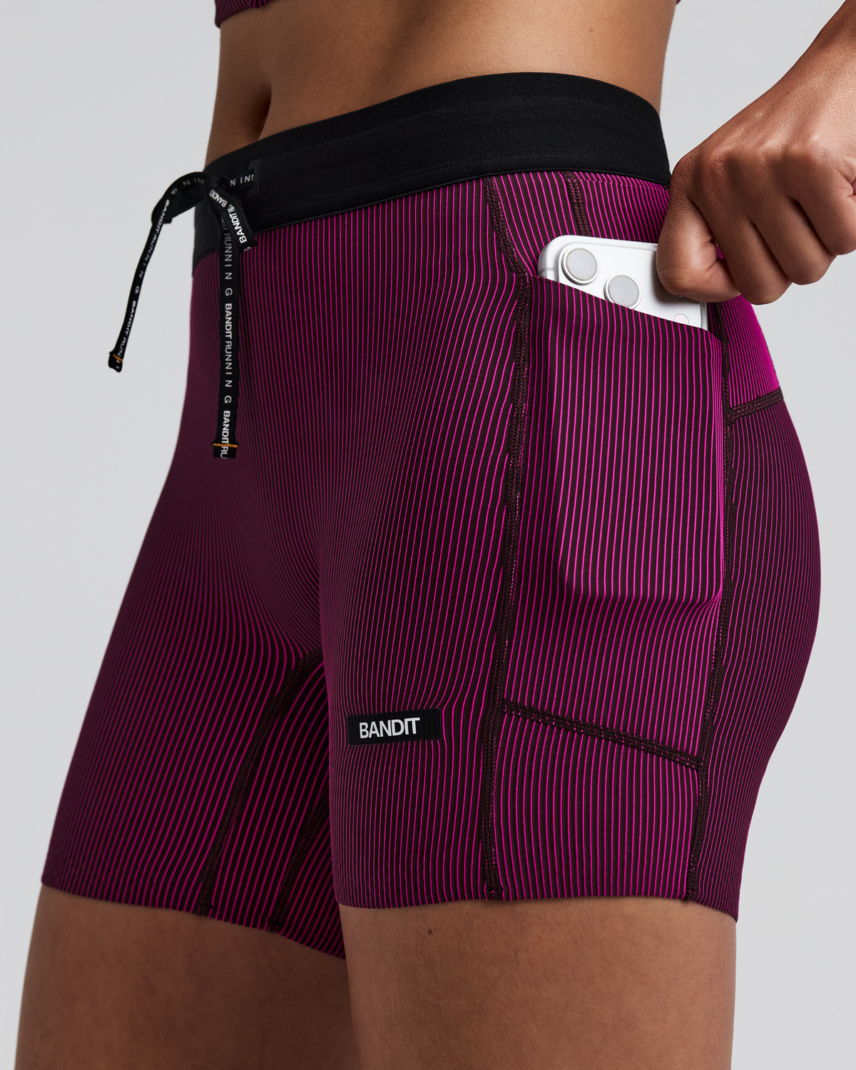 Women's Striped Cadence™ 5" Compression Shorts - Espresso / Azalea