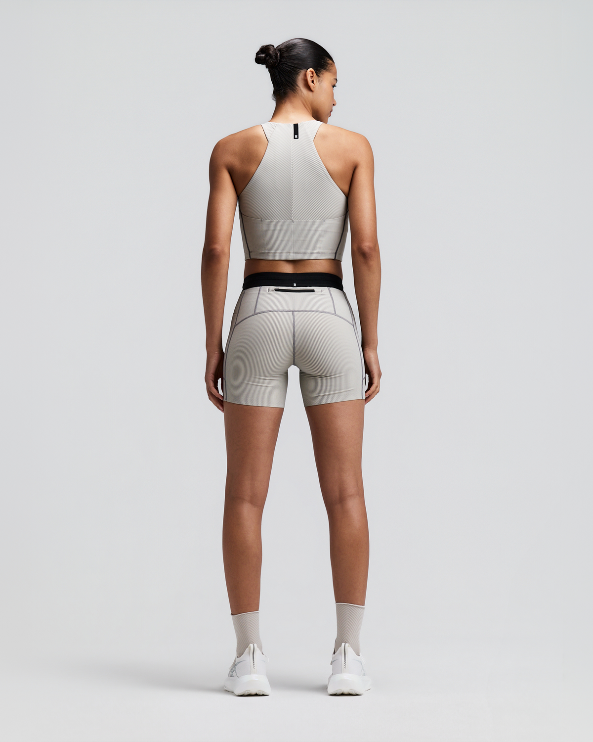 Women's Striped Cadence™ Zip Front Race Crop - Plaster / Slate