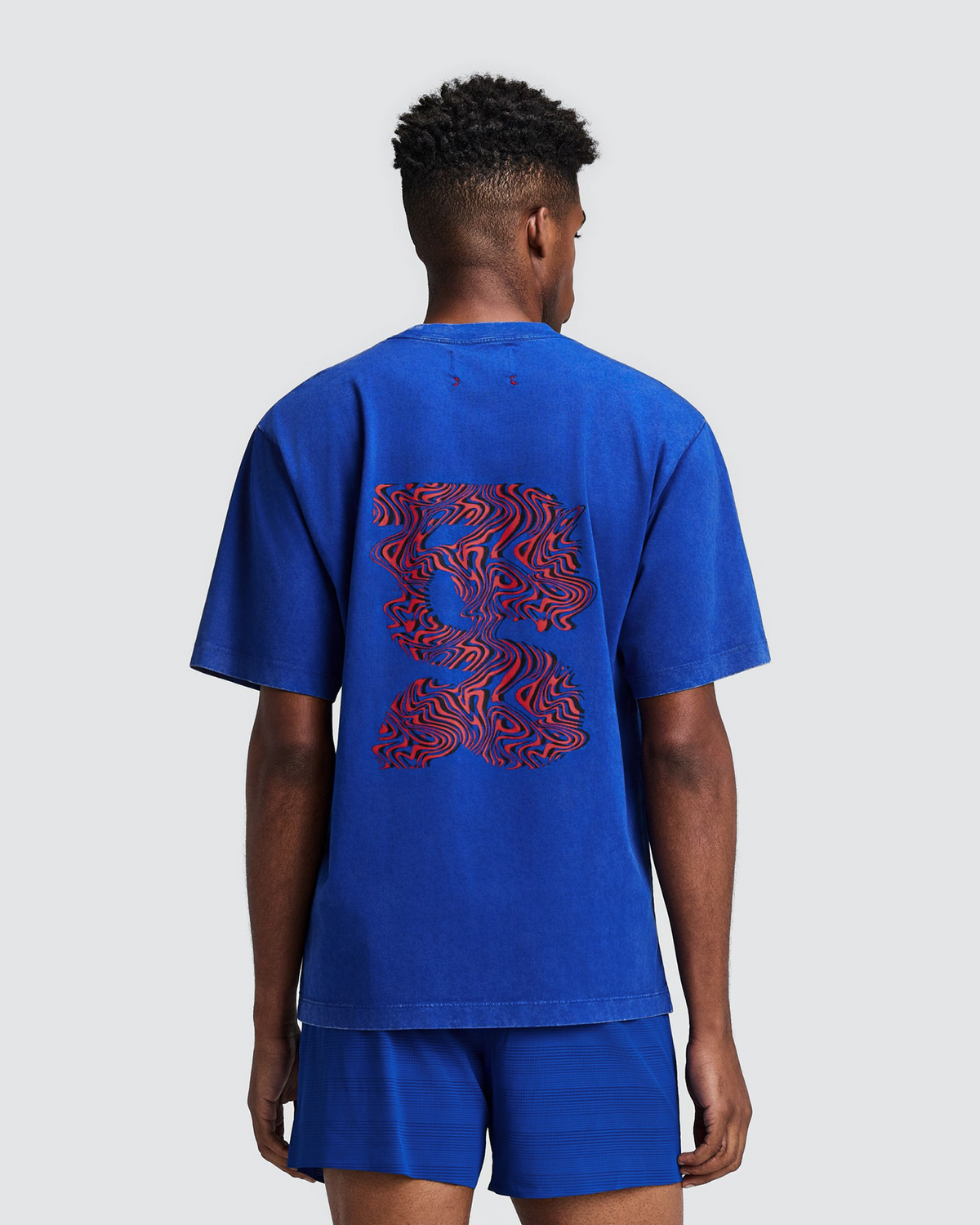 Unisex Cotton Tee - Melted Marble Current - Bauhaus Blue