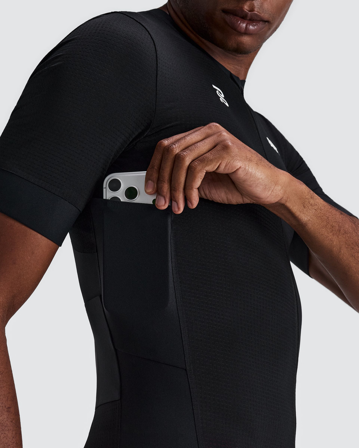 Men's GeoMesh™ 2-Way Zip Race Top - Black