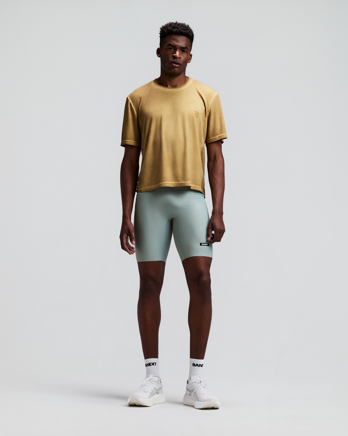 Men's Striped Cadence™ Half Tights - Lagoon / Copal