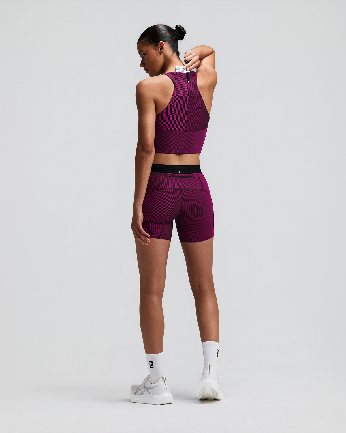 Women's Striped Cadence™ Zip Front Race Crop - Espresso / Azalea