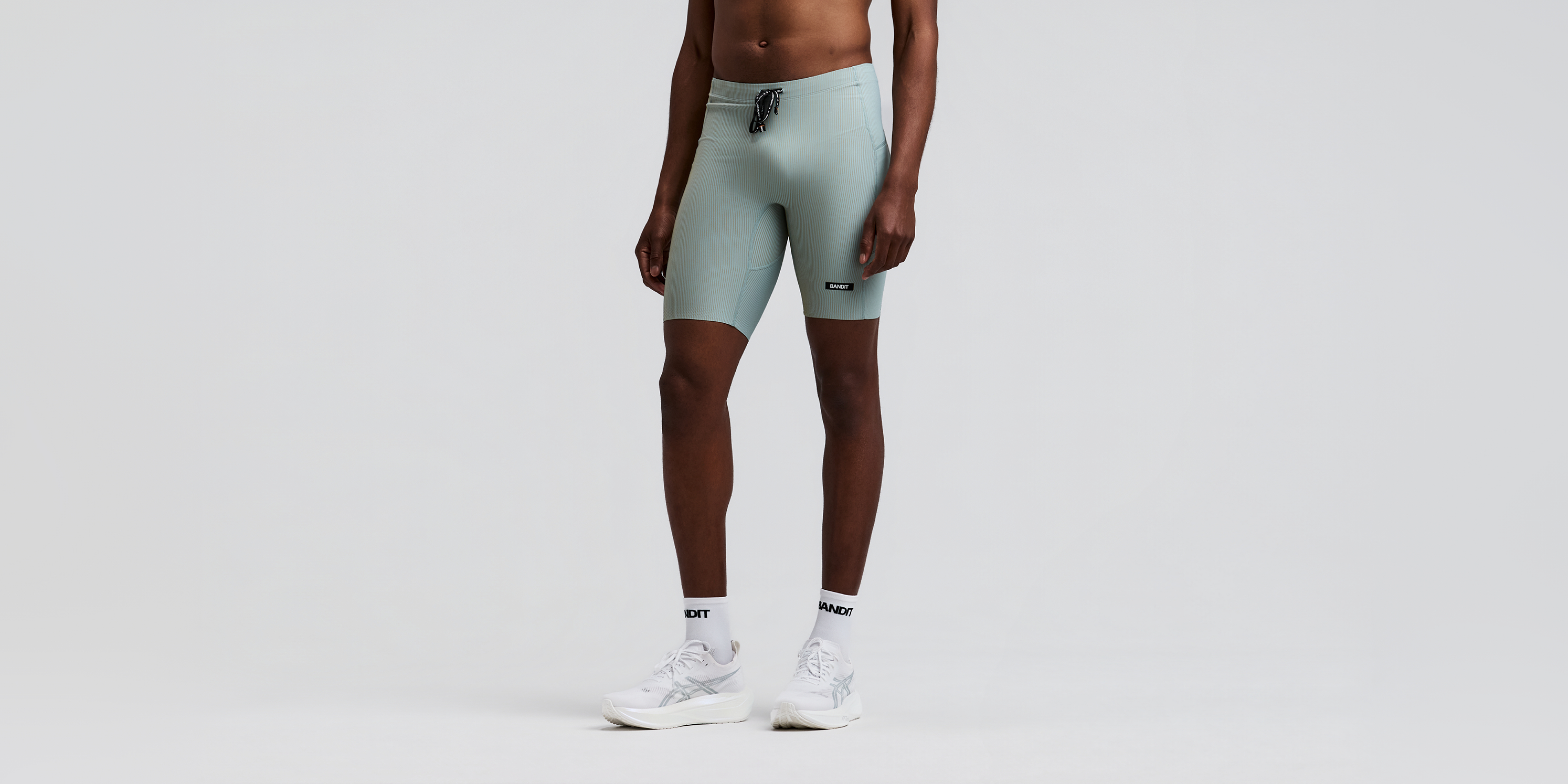 Men's Striped Cadence™ Half Tights - Lagoon / Copal