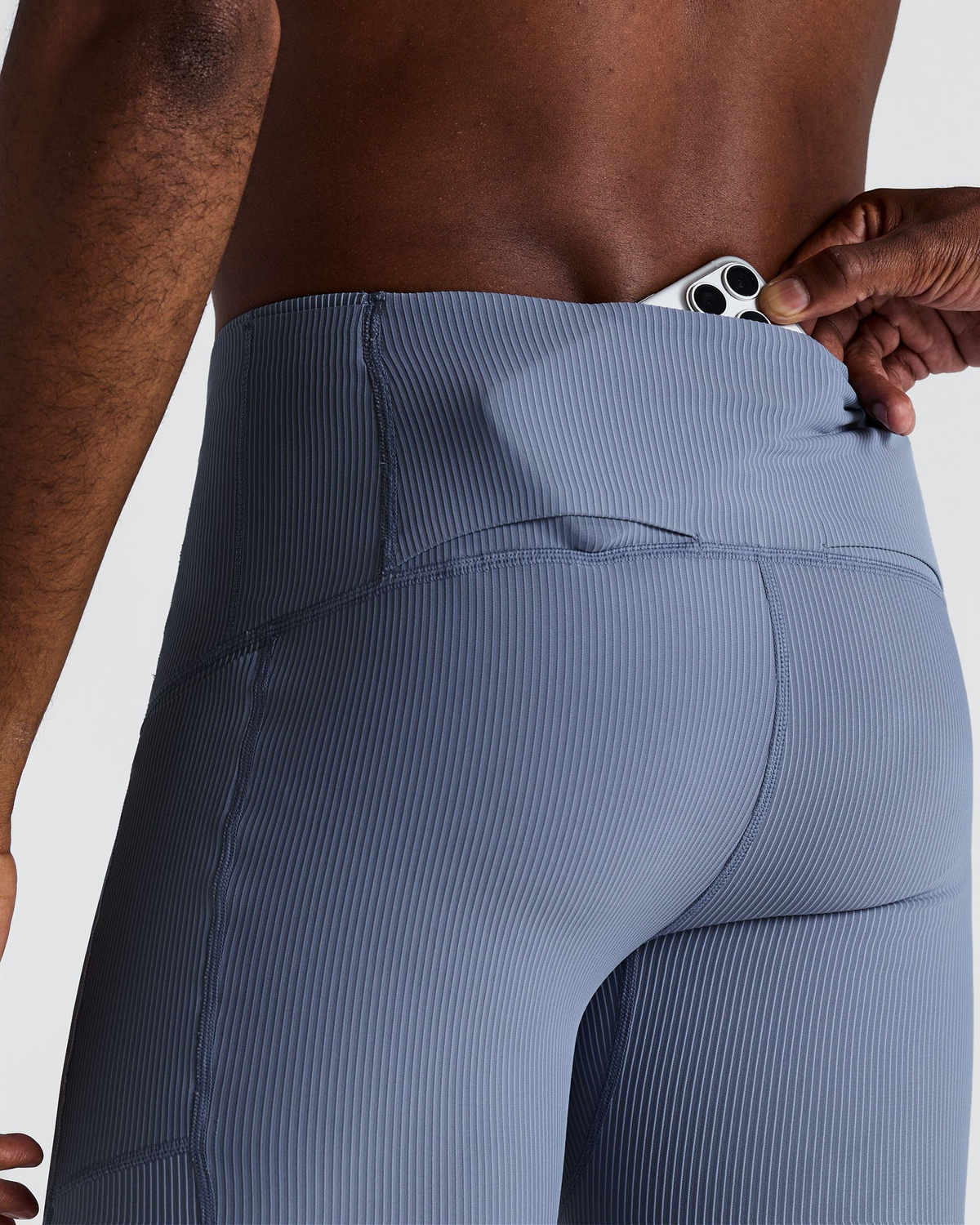 Men's Striped Cadence™ Half Tights - Steel Horizon / Pavilion Blue