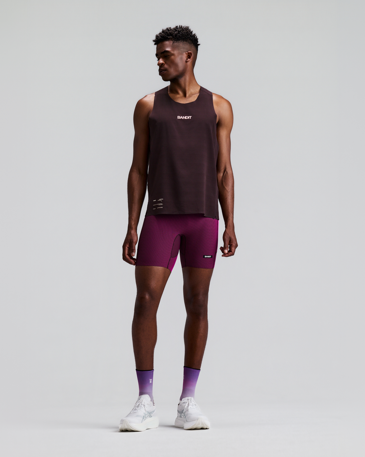 Men's Striped Cadence™ Quarter Tights - Espresso / Azalea
