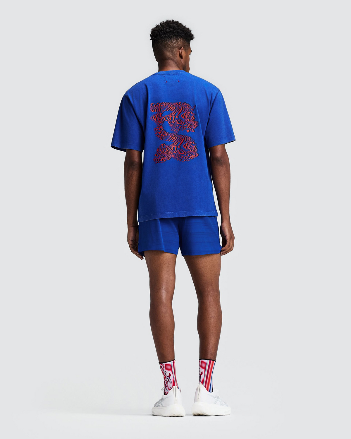 Unisex Cotton Tee - Melted Marble Current - Bauhaus Blue