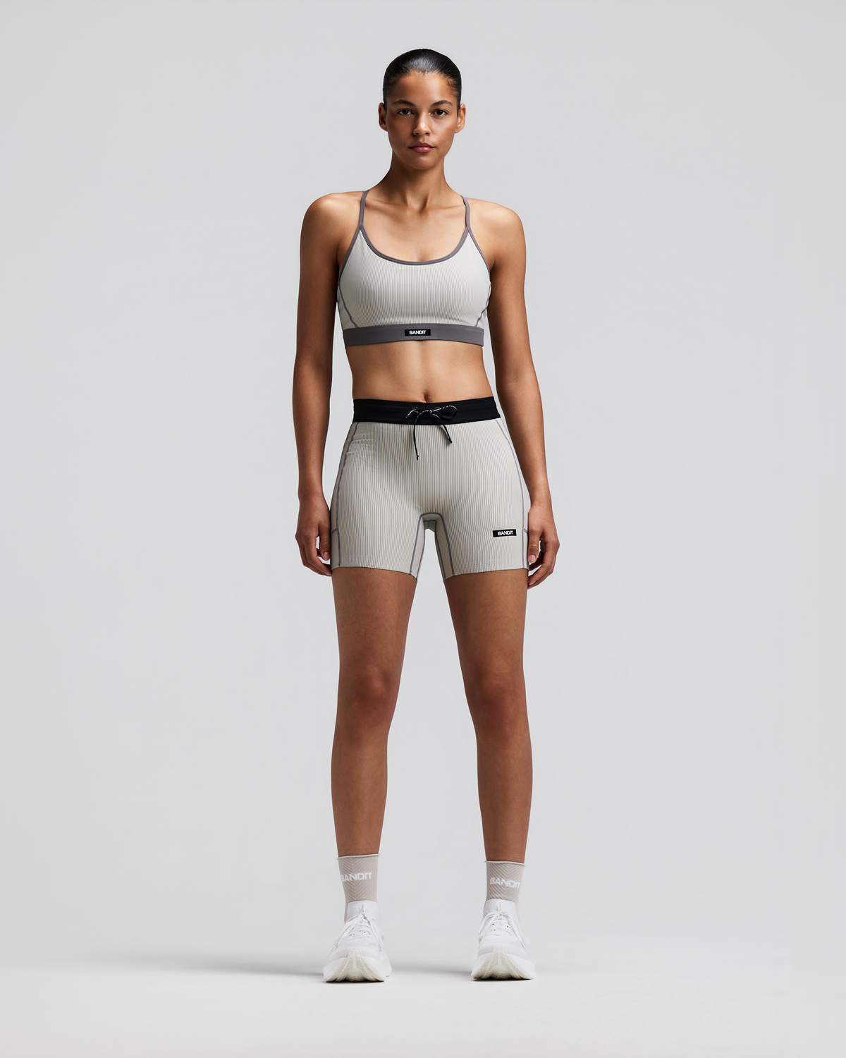 Women's Striped Cadence™ 5" Compression Shorts - Plaster / Slate