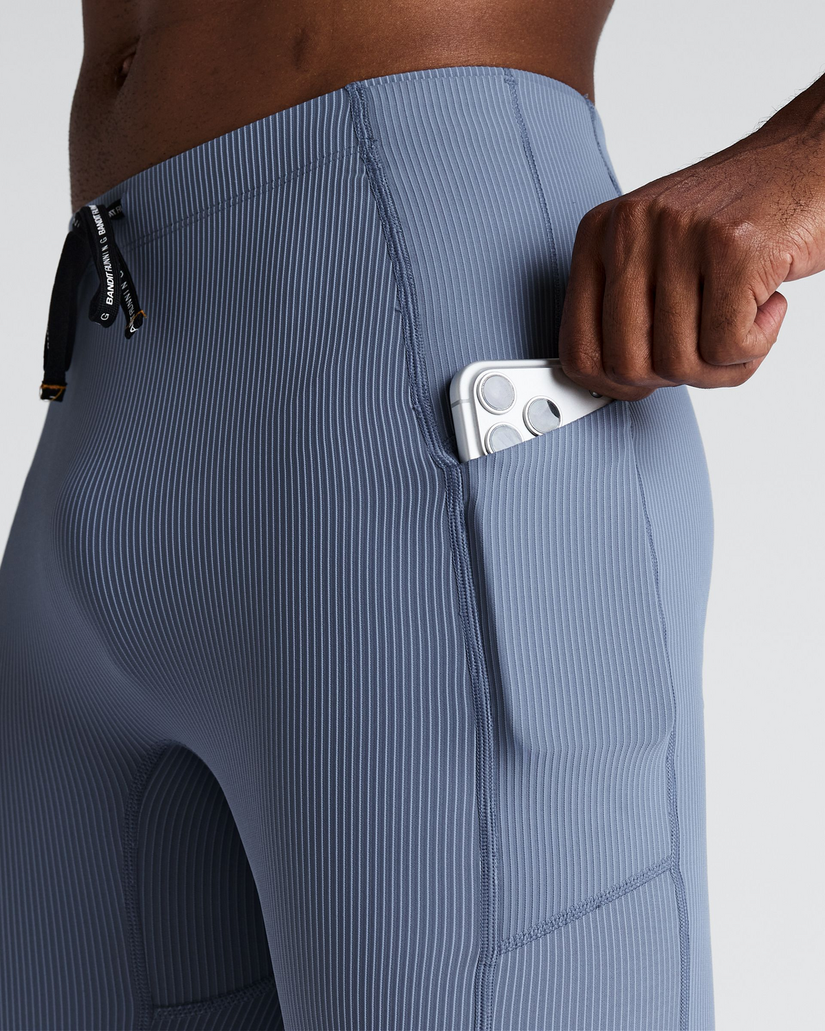 Men's Striped Cadence™ Half Tights - Steel Horizon / Pavilion Blue