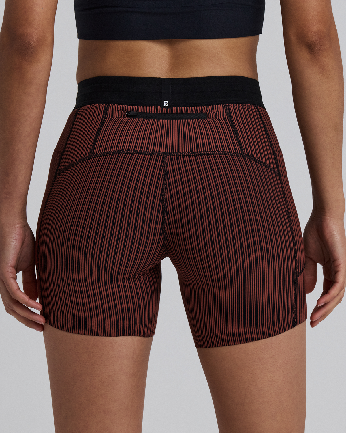 Women's Striped Cadence™ 5" Compression Shorts - Mahogany / Black