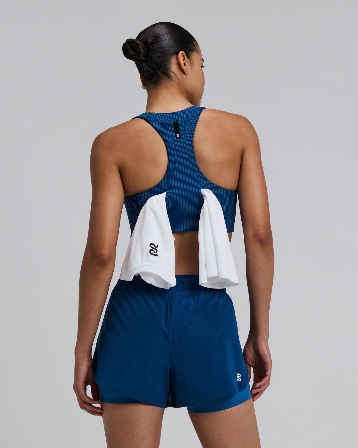 Women's Striped Cadence™ Longline Bra - Ink Blue / Aegean
