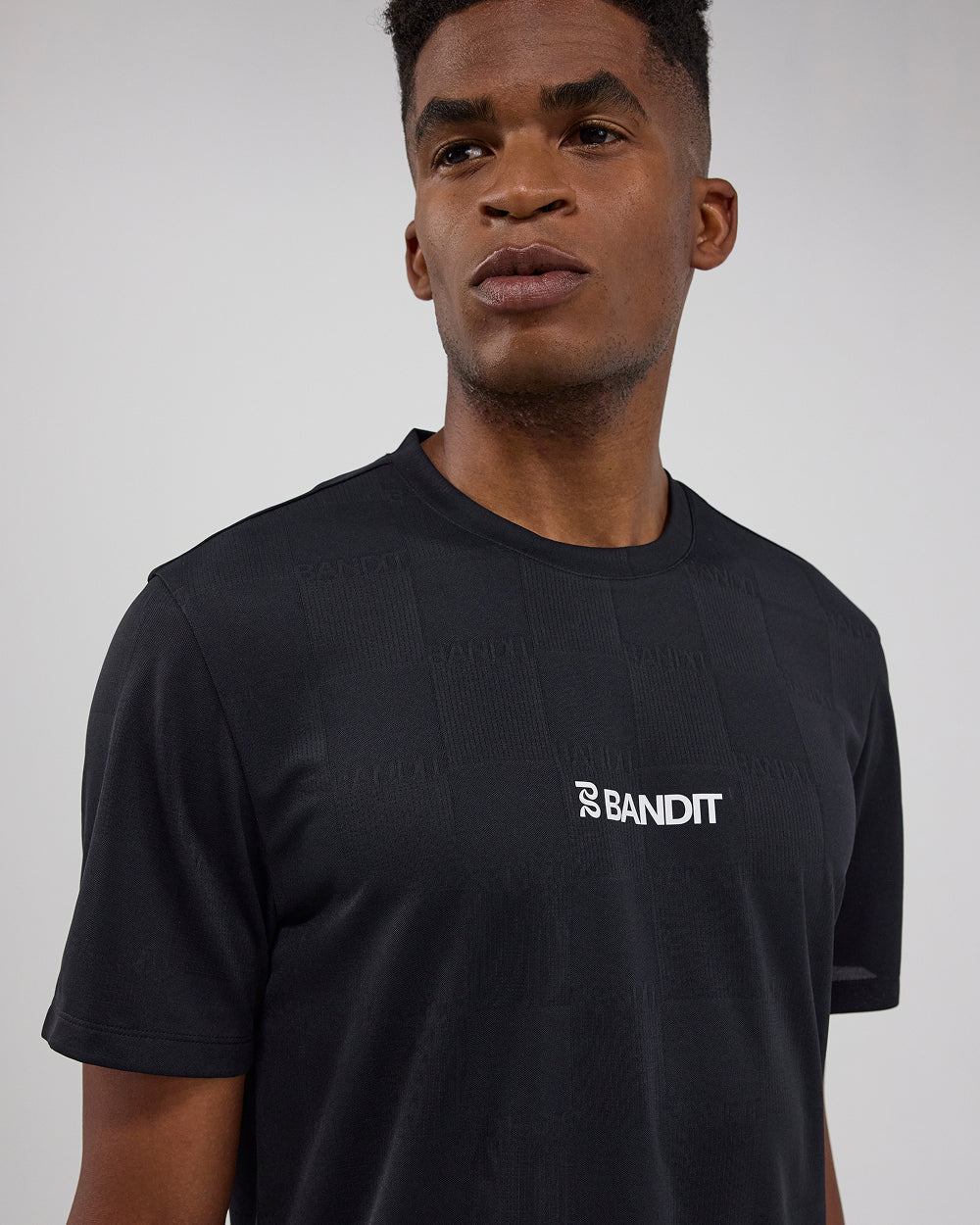 Bandit Cheque Jacquard Short Sleeve Tee - Black