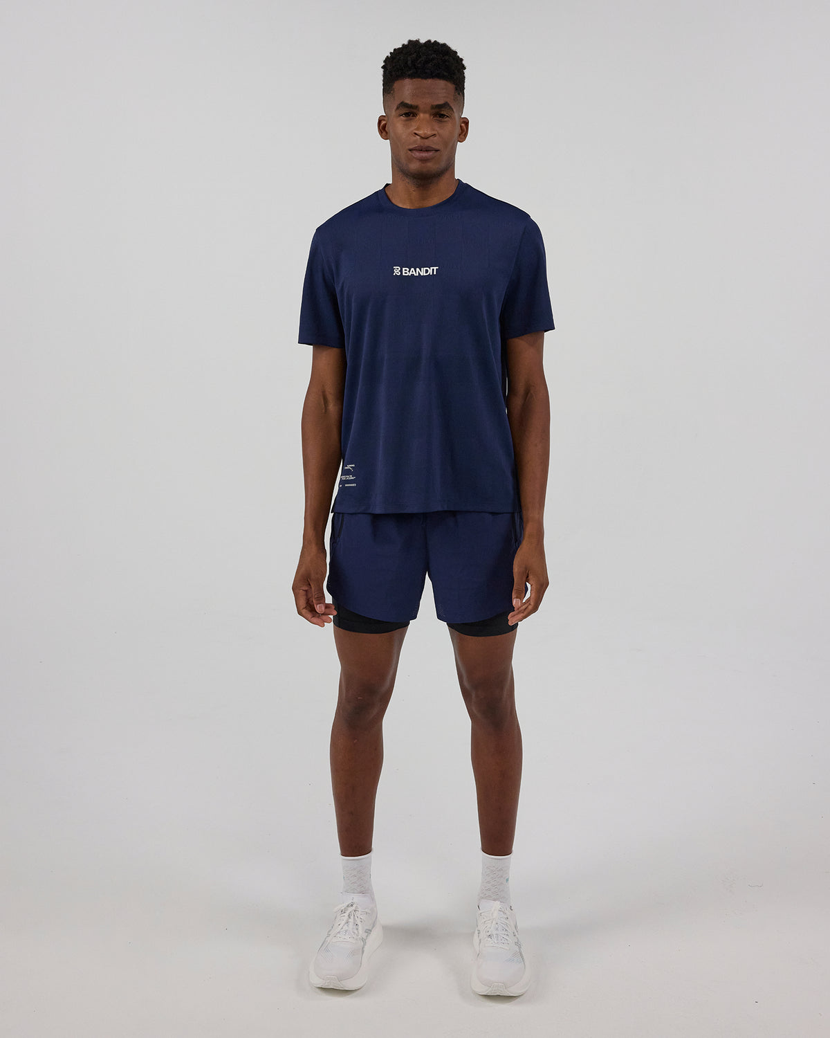 Bandit Cheque Jacquard Short Sleeve Tee - NY Navy