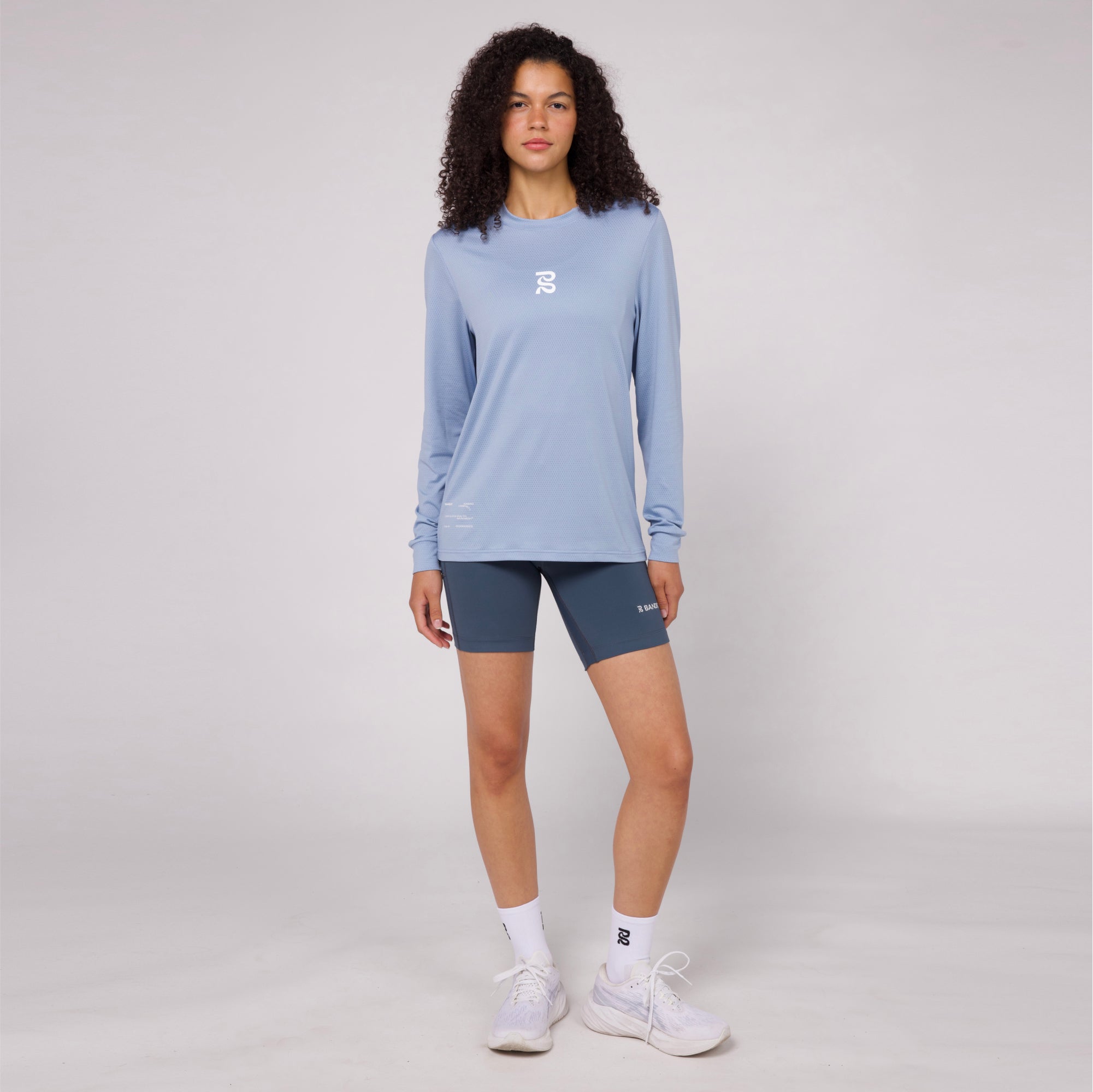 Micromesh™ "Geometry" Long Sleeve Tee - Unisex, Smokey Blue