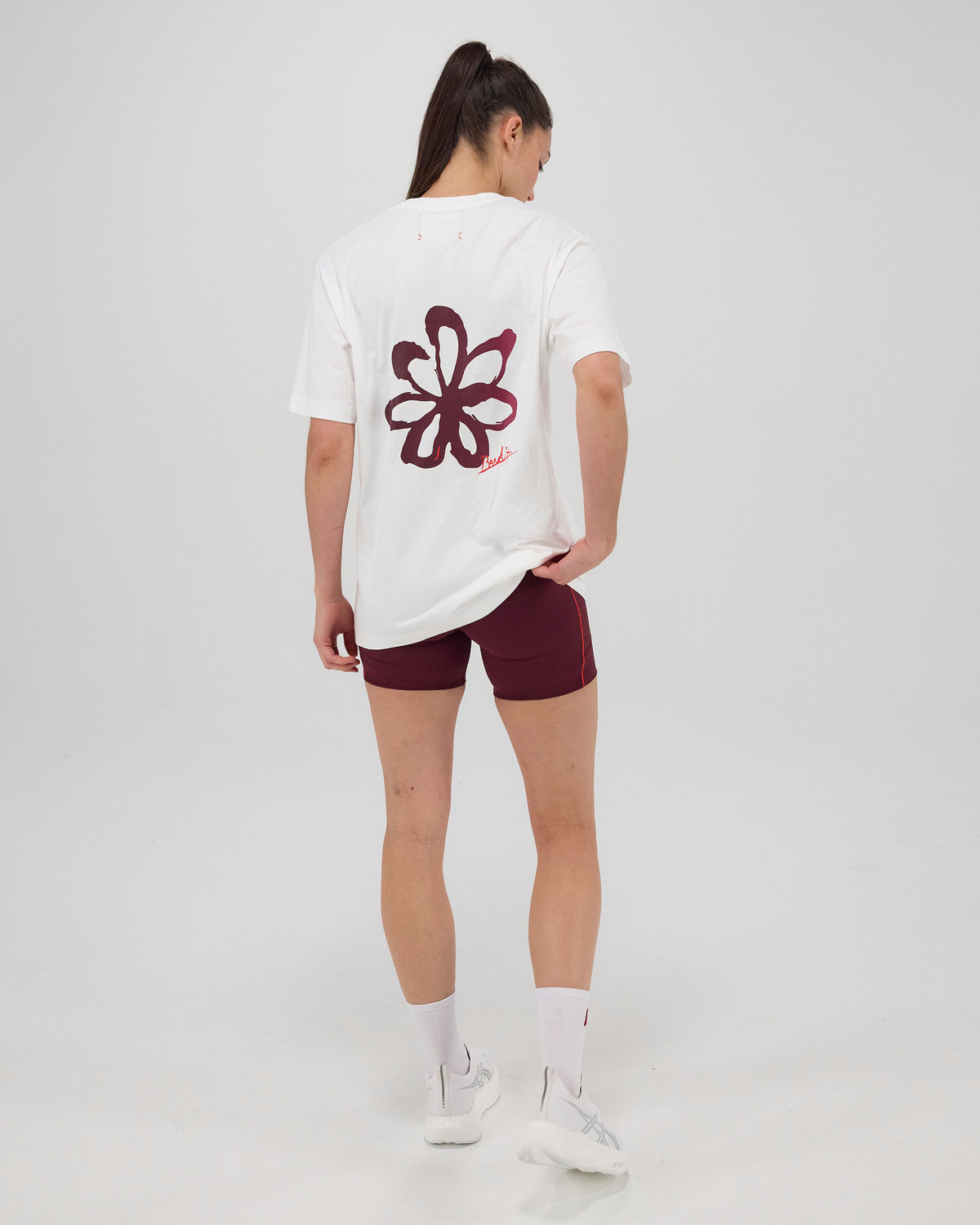 Painted Flower Cotton Tee, Unisex - White