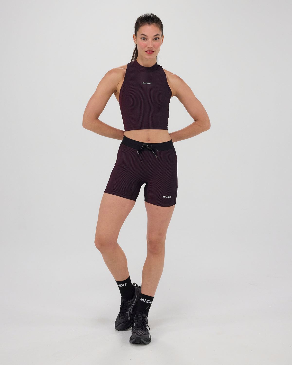 Striped Cadence™ Vaso Race Crop - Black / Fig