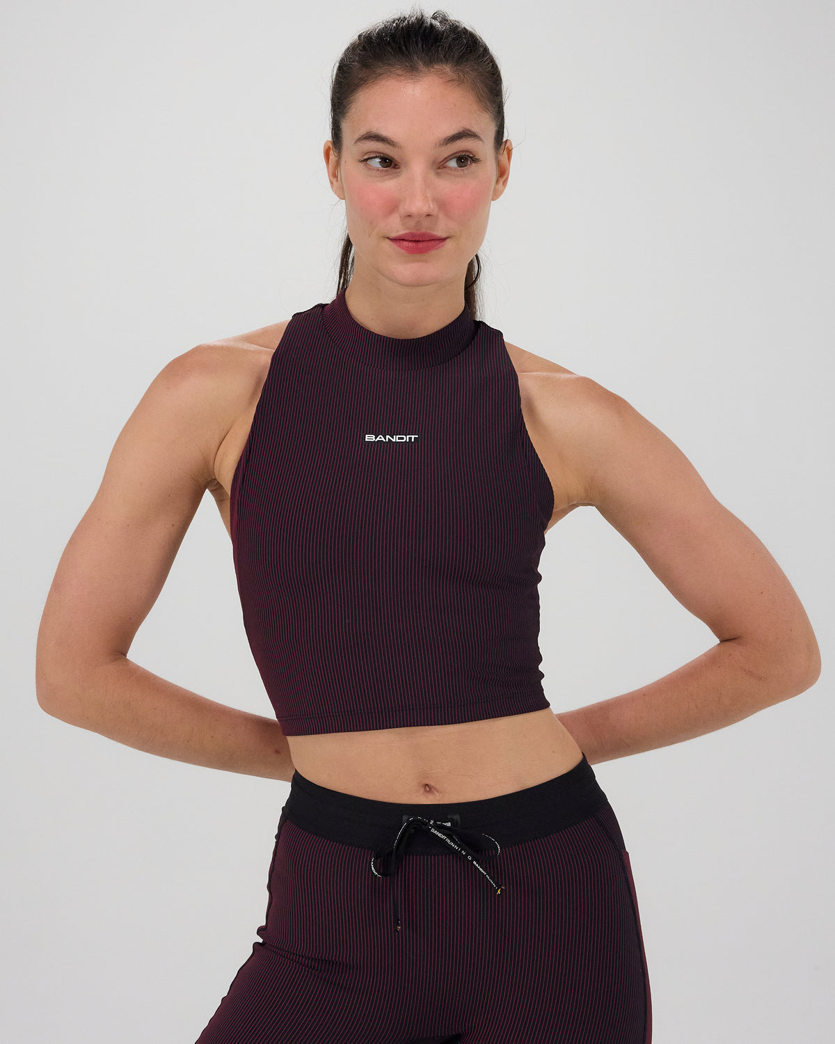 Striped Cadence™ Vaso Race Crop - Black / Fig