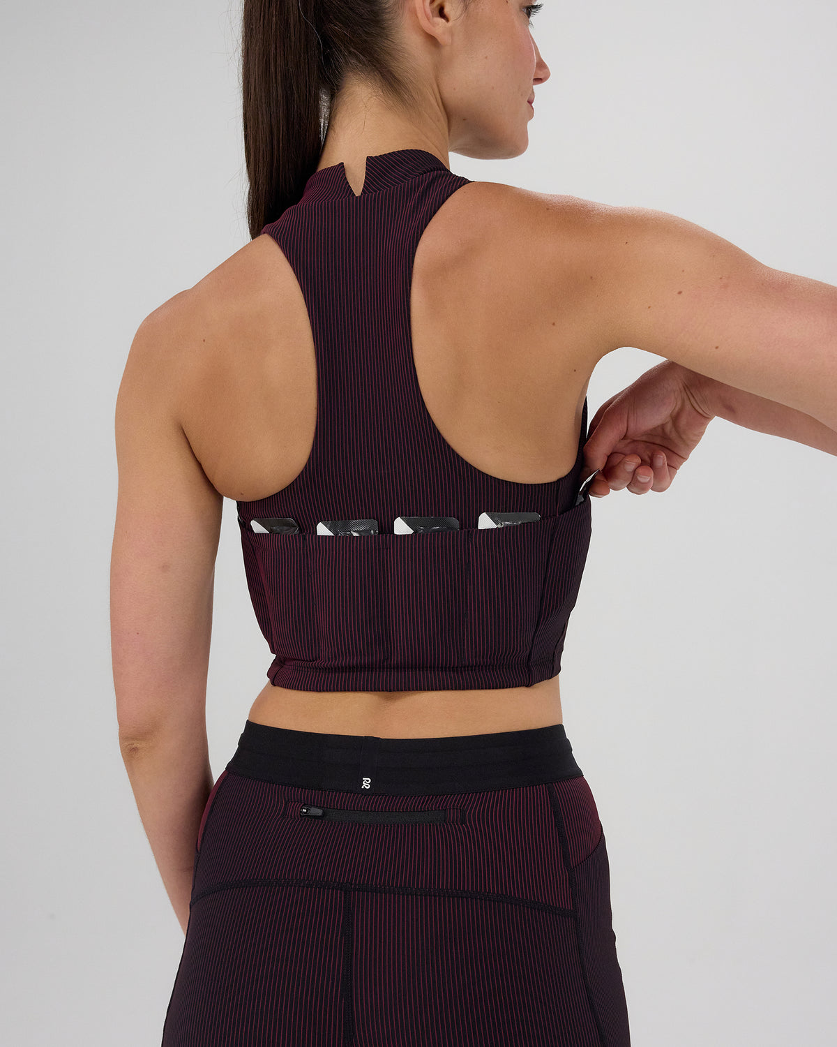 Striped Cadence™ Vaso Race Crop - Black / Fig