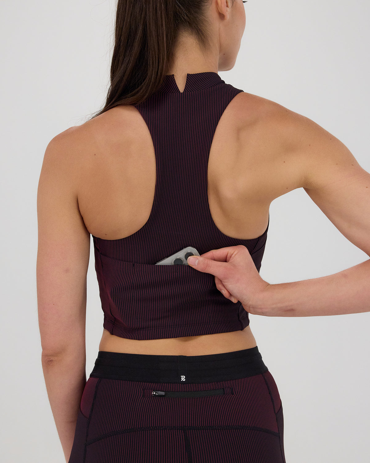 Striped Cadence™ Vaso Race Crop - Black / Fig
