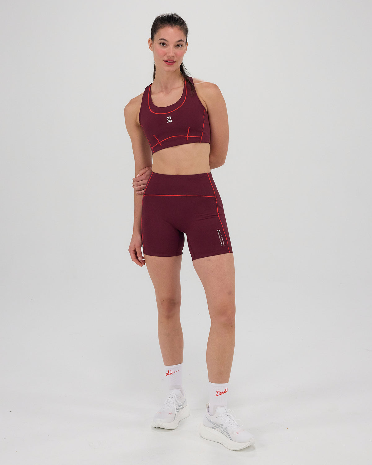 Women's Stamina™ 5" Pop Stitch™ High Waist Compression Short - Fig / Intense Red