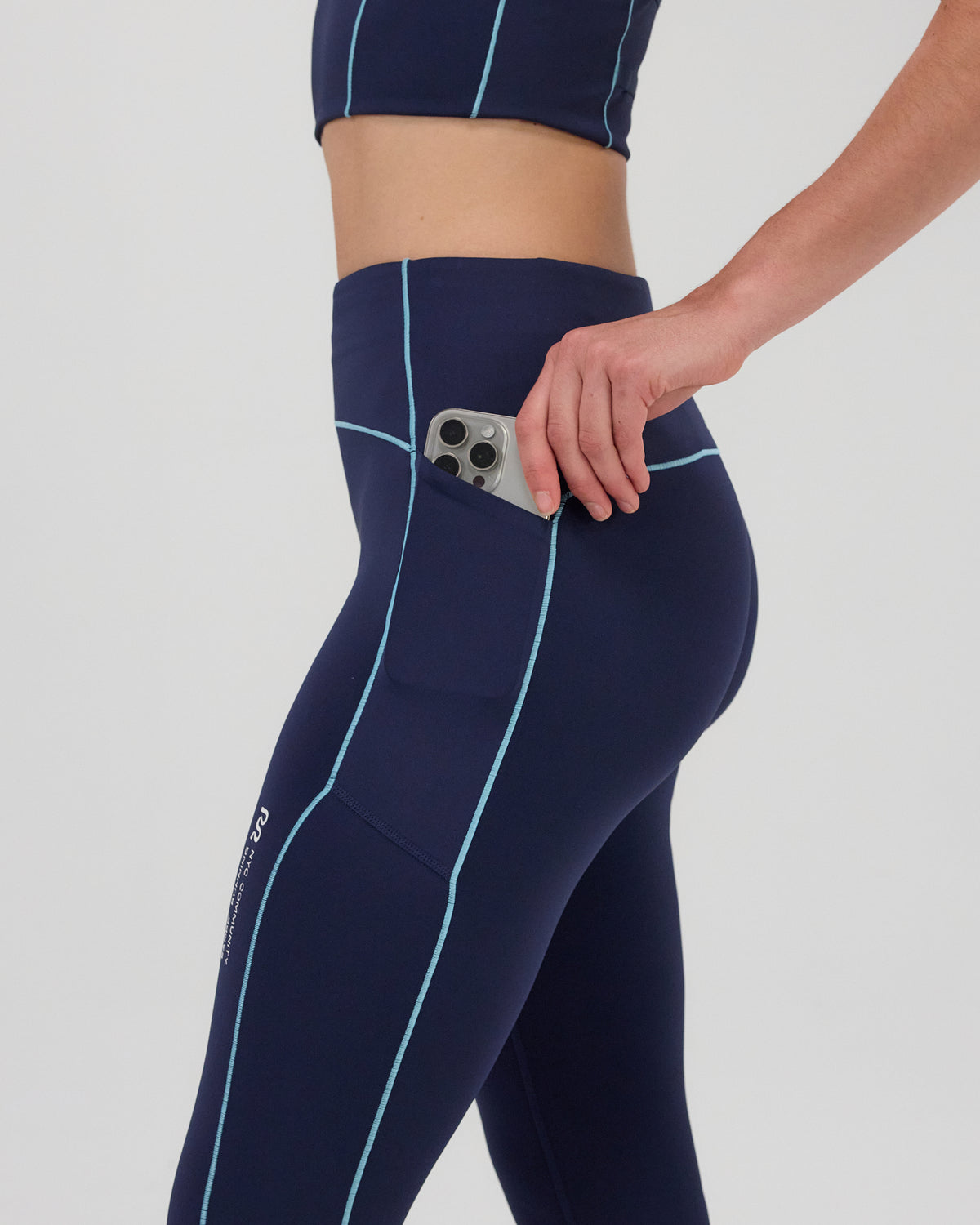 Women's Stamina™ Pop Stitch™ High Waist Leggings - NY Navy / Vintage Blue