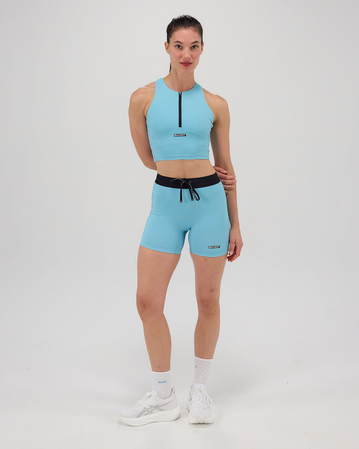 Gridlock™ Zip Front Race Crop - Vintage Blue