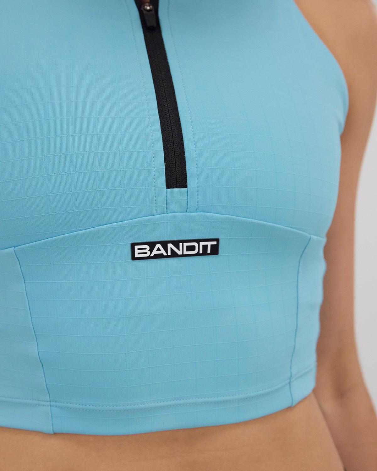 Gridlock™ Zip Front Race Crop - Vintage Blue